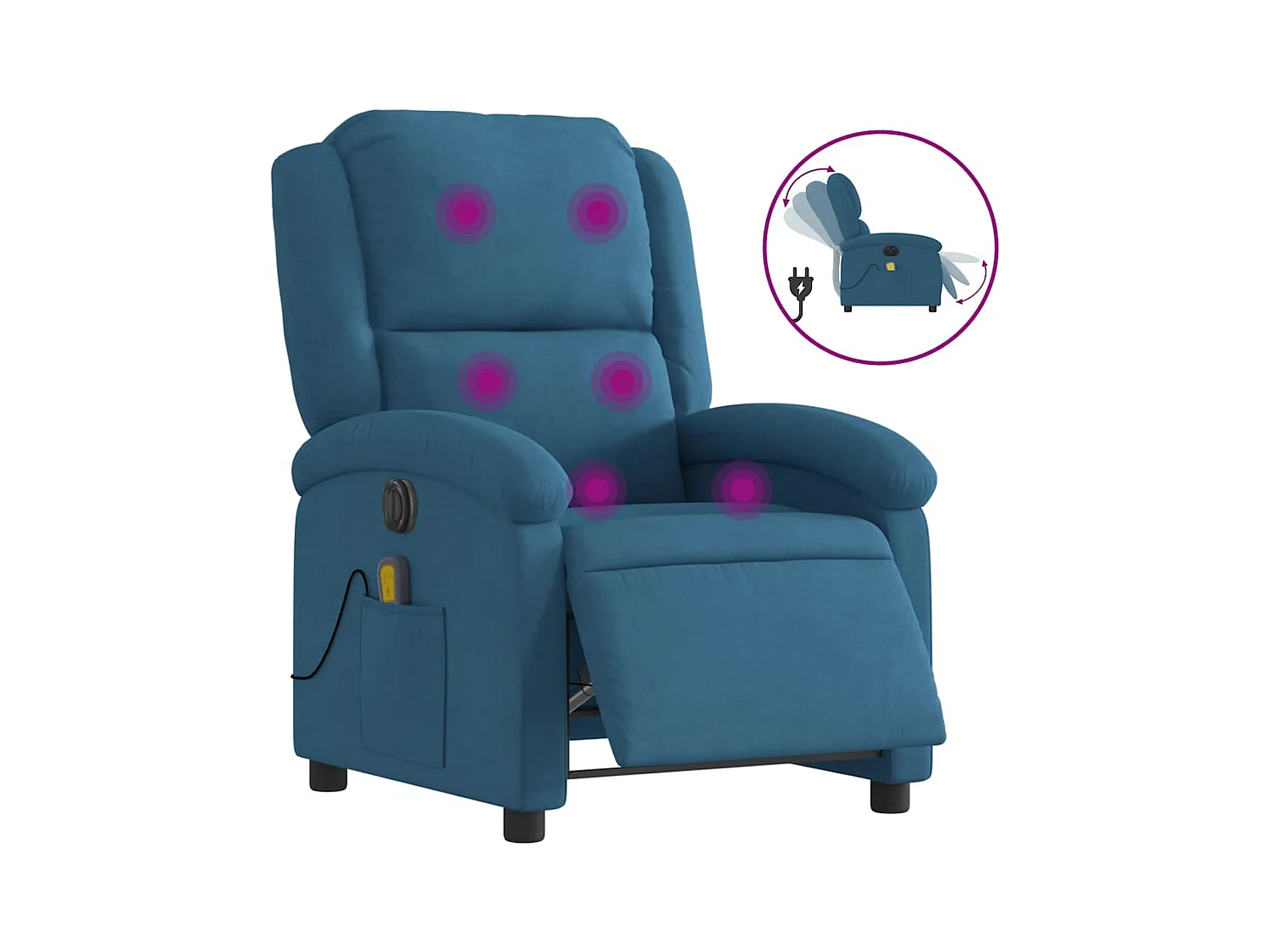 Fauteuil inclinable électrique-Chaise-Fauteuil de Massage bleu velours SHL1284