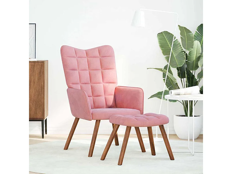 Sillón de relax | Silla de relax con reposapiés terciopelo rosa SHL5541