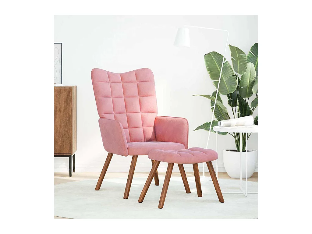 Sillón de relax | Silla de relax con reposapiés terciopelo rosa SHL5541