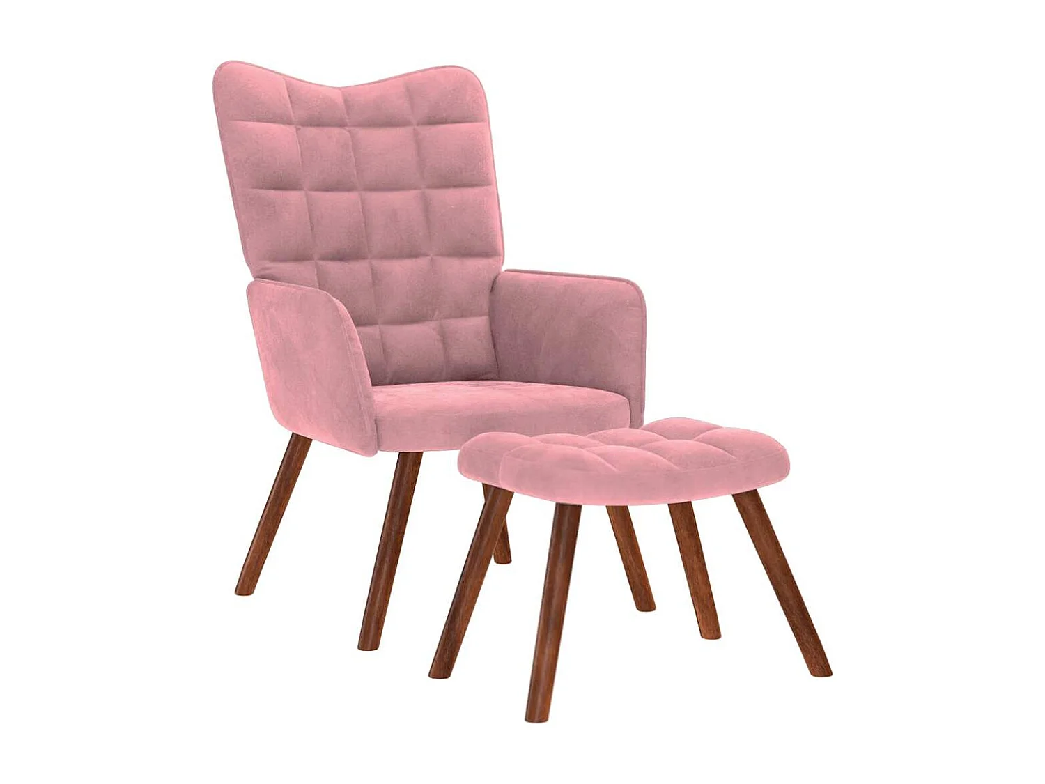 Relaxsessel mit Hocker | Lounge Sessel Rosa Samt SHL96446