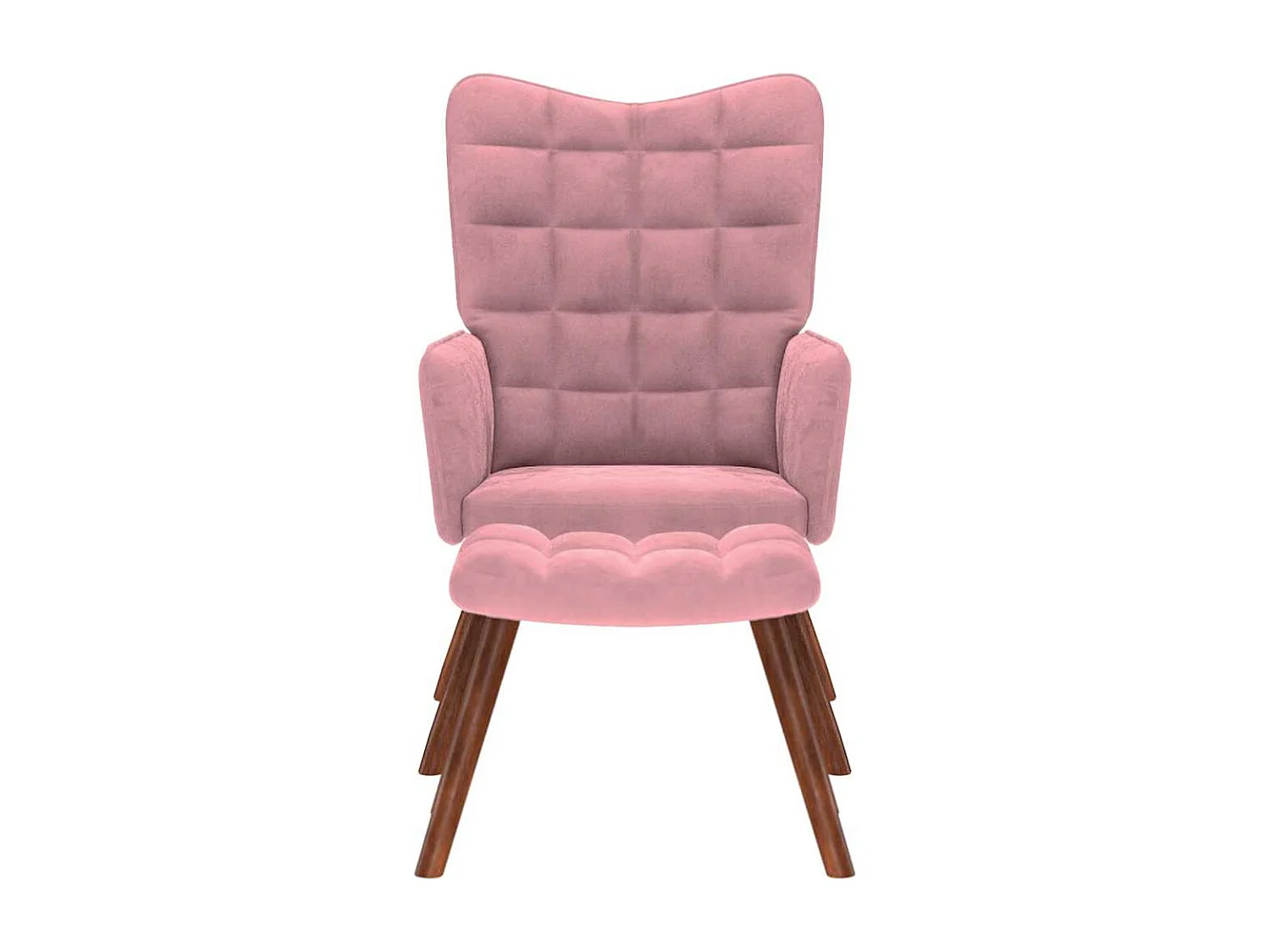 Relaxsessel mit Hocker | Lounge Sessel Rosa Samt SHL96446