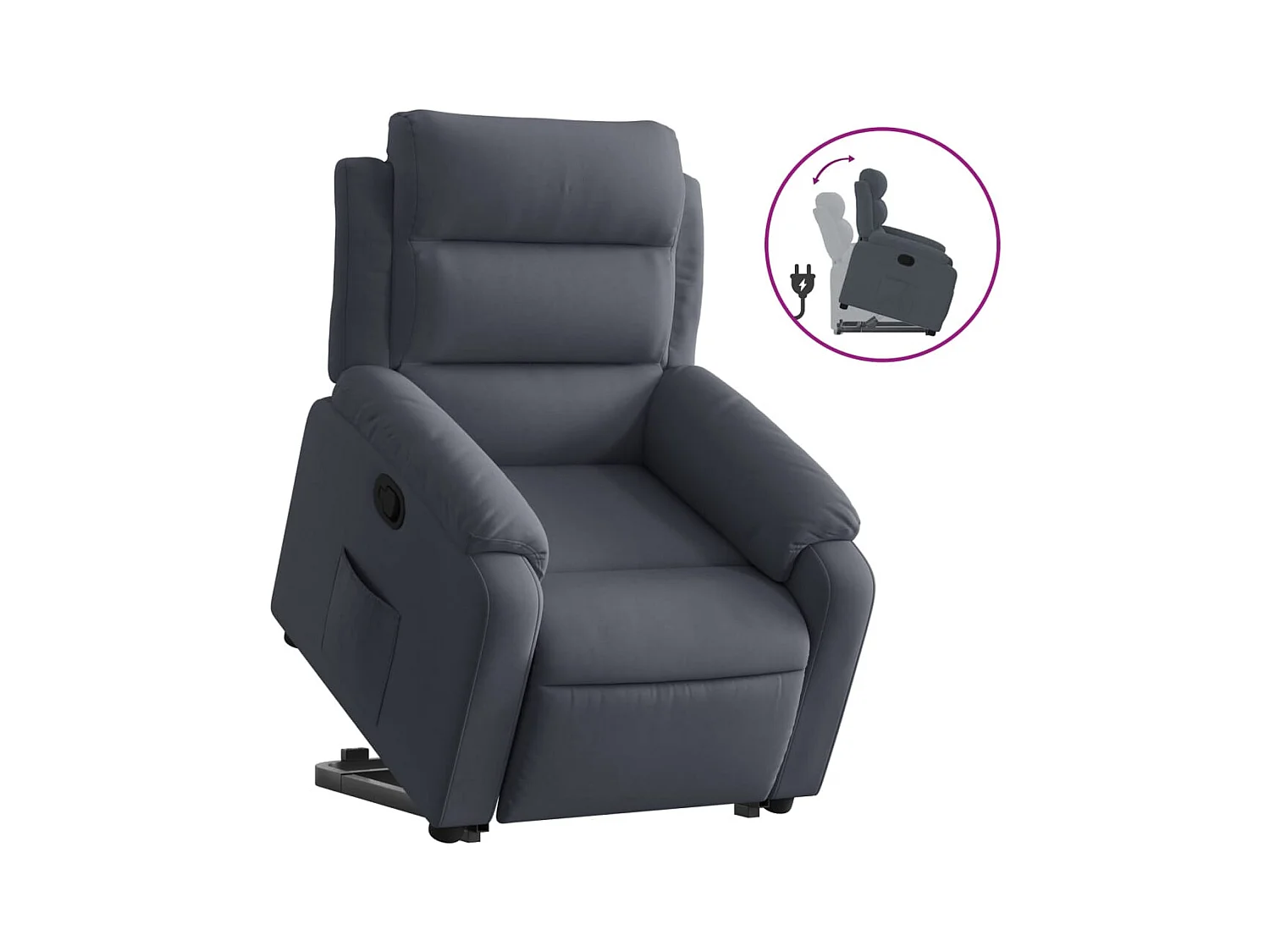 Fauteuil inclinable-Chaise de relax-Fauteuil salon Gris foncé Velours SHL983