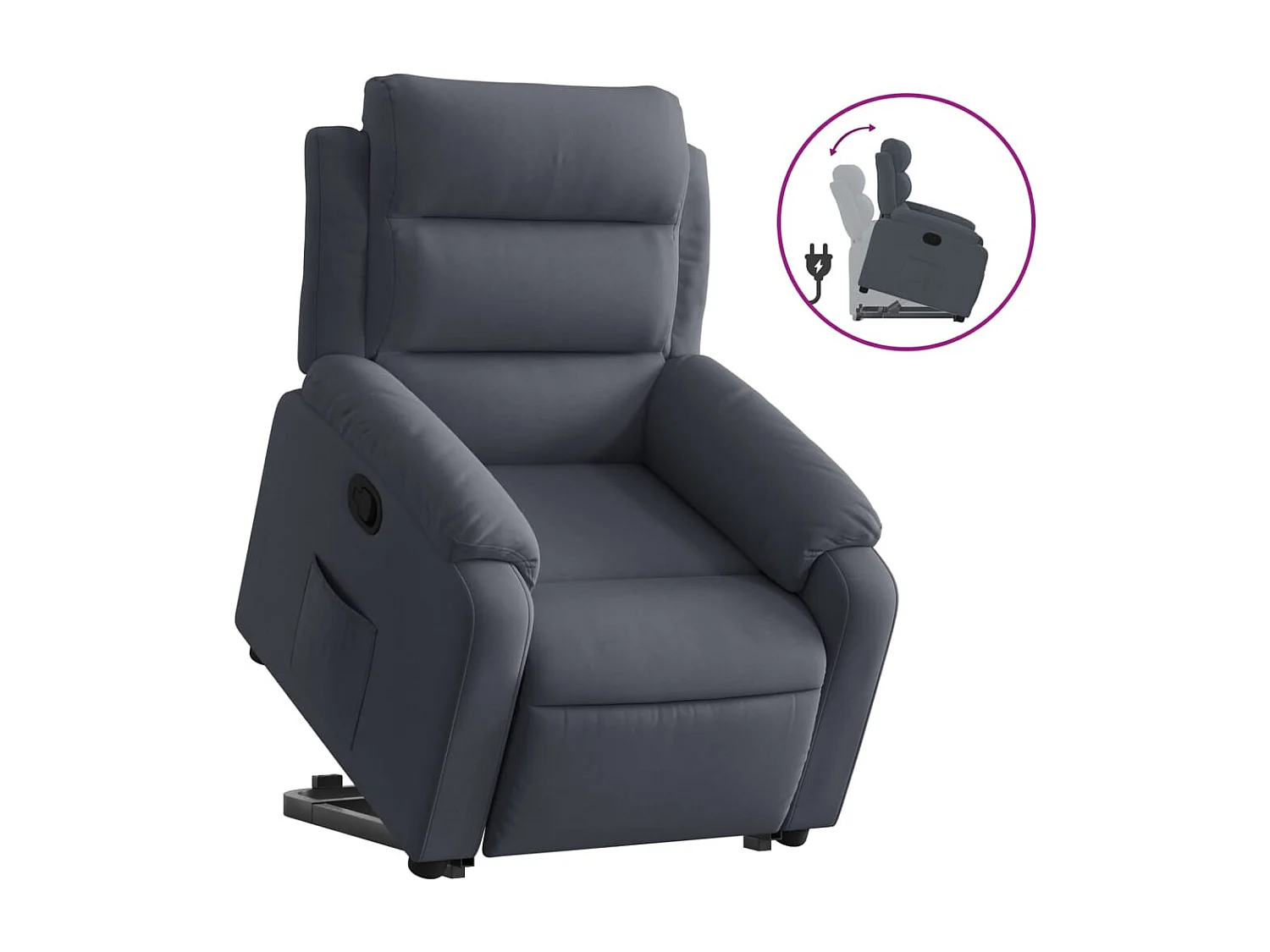 Fauteuil inclinable-Chaise de relax-Fauteuil salon Gris foncé Velours SHL983