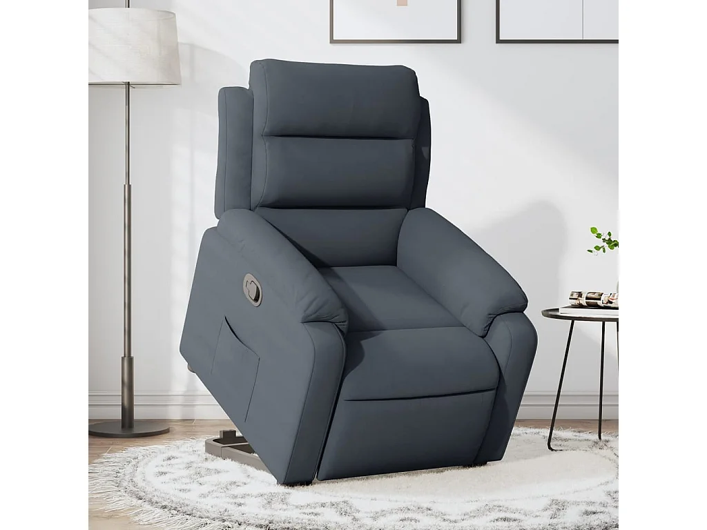 Fauteuil inclinable-Chaise de relax-Fauteuil salon Gris foncé Velours SHL983