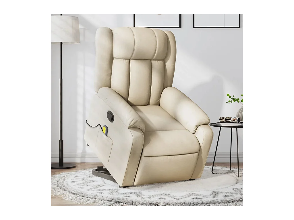 Fauteuil inclinable-Chaise de relax-Fauteuil de Massage Crème Tissu SHL5102