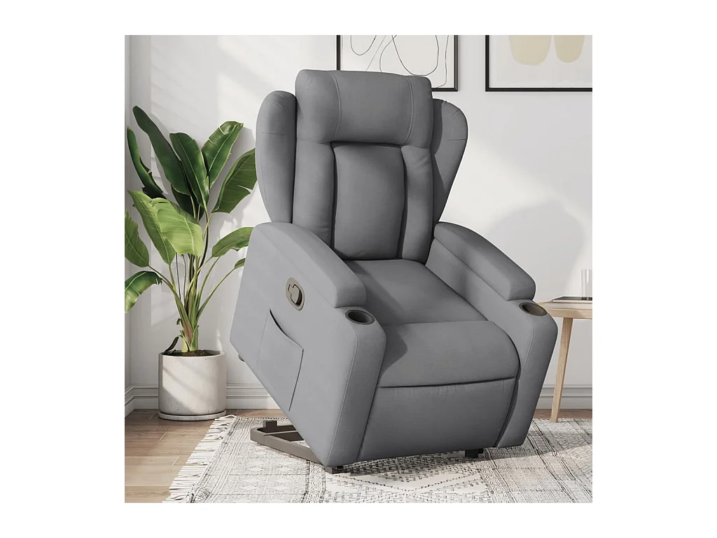 Poltrona Confortável | Poltrona reclinável elevatória tecido cinzento-claro SHL732591