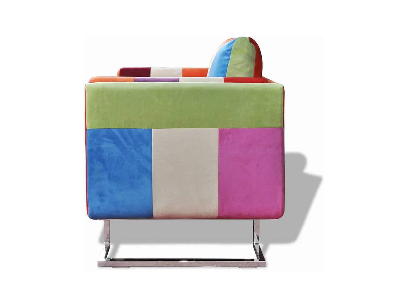 Fauteuil salon-Chaise de relax-Fauteuil cube avec design de patchwork Chrome Tissu SHL1842