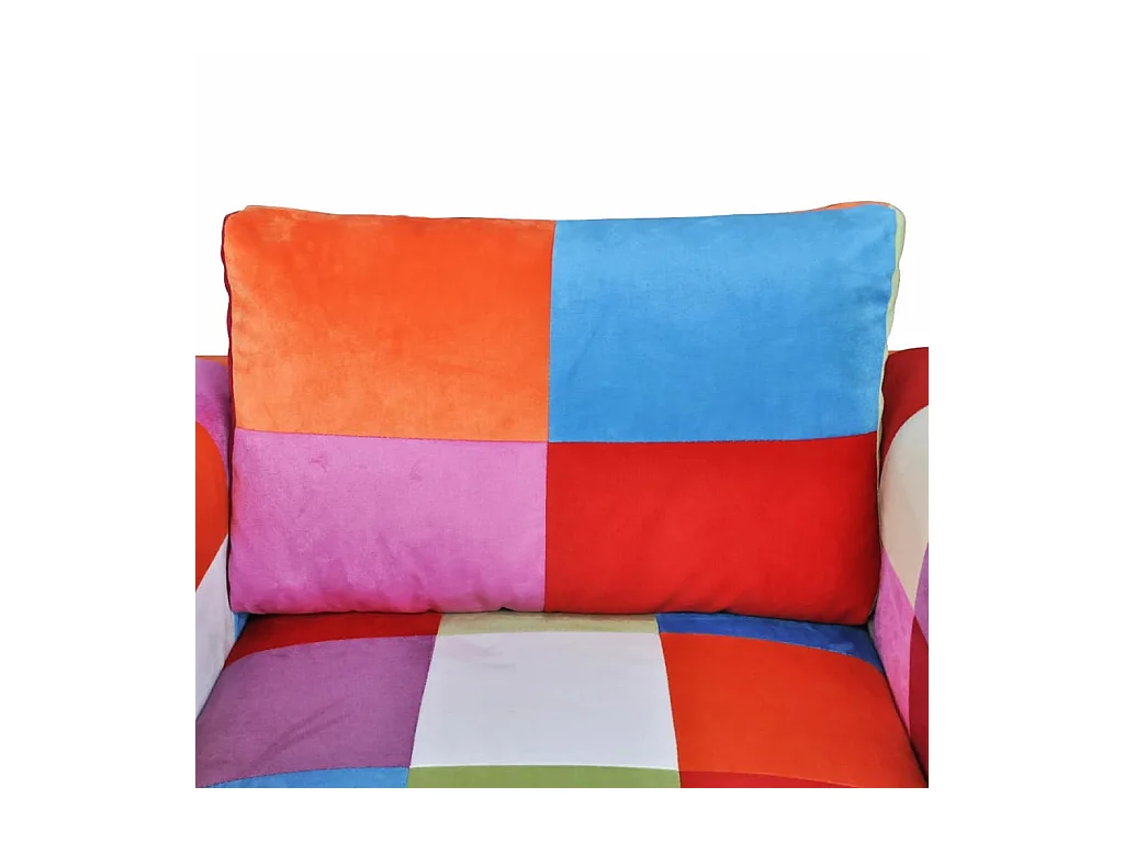 Fauteuil salon-Chaise de relax-Fauteuil cube avec design de patchwork Chrome Tissu SHL1842