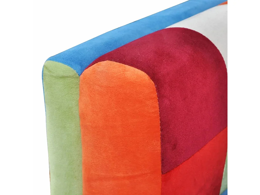 Relaxstoel | Fauteuil met patchwork ontwerp en verchroomde poten kubus stof