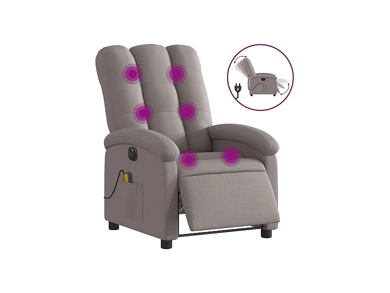 Fauteuil inclinable électrique-Fauteuil de massage pour Salon Taupe Tissu SHL1024