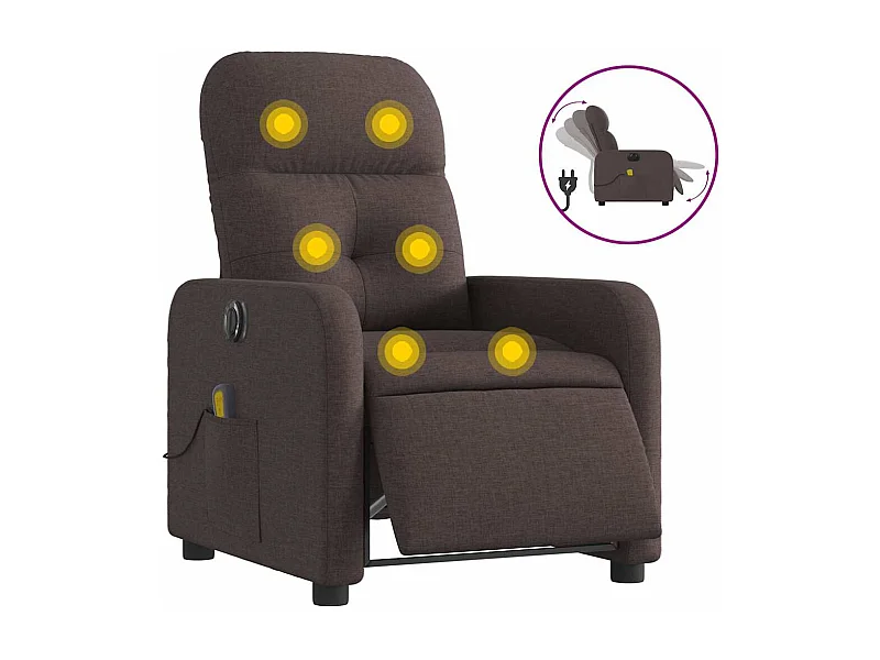 Fauteuil inclinable électrique-Fauteuil de massage de Salon Marron foncé Tissu SHL2721