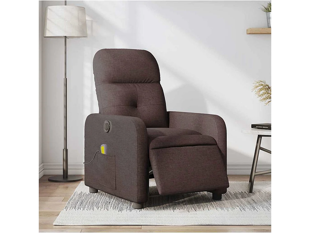 Fauteuil inclinable électrique-Fauteuil de massage de Salon Marron foncé Tissu SHL2721