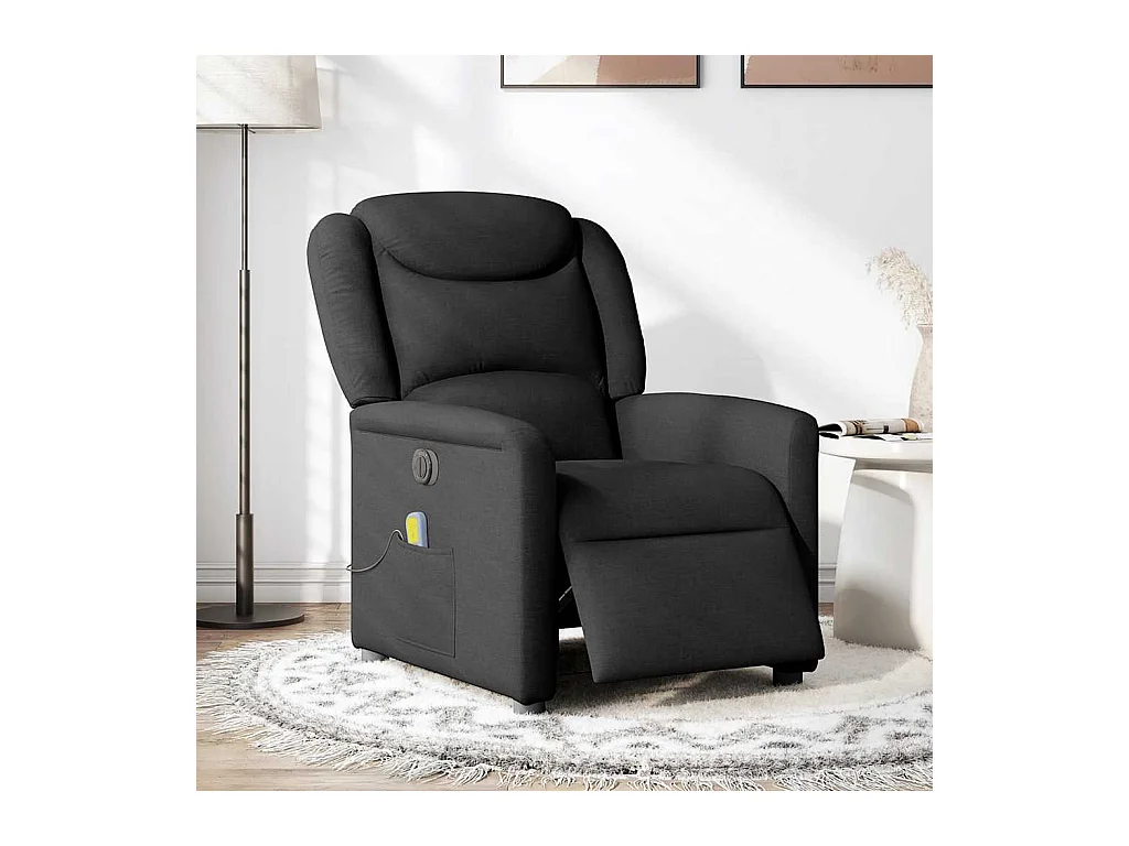 Fauteuil inclinable électrique-Fauteuil de massage de Salon Noir Tissu SHL3851