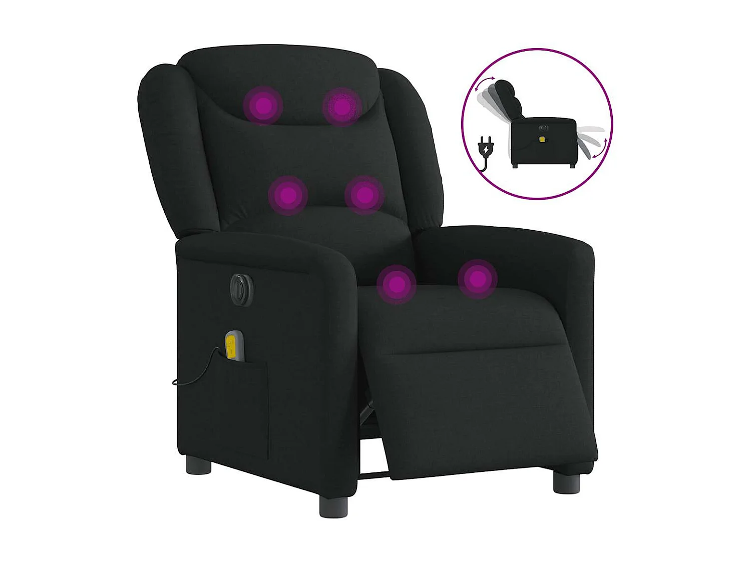 Poltrona reclinável de massagens elétrica tecido preto SHL61710