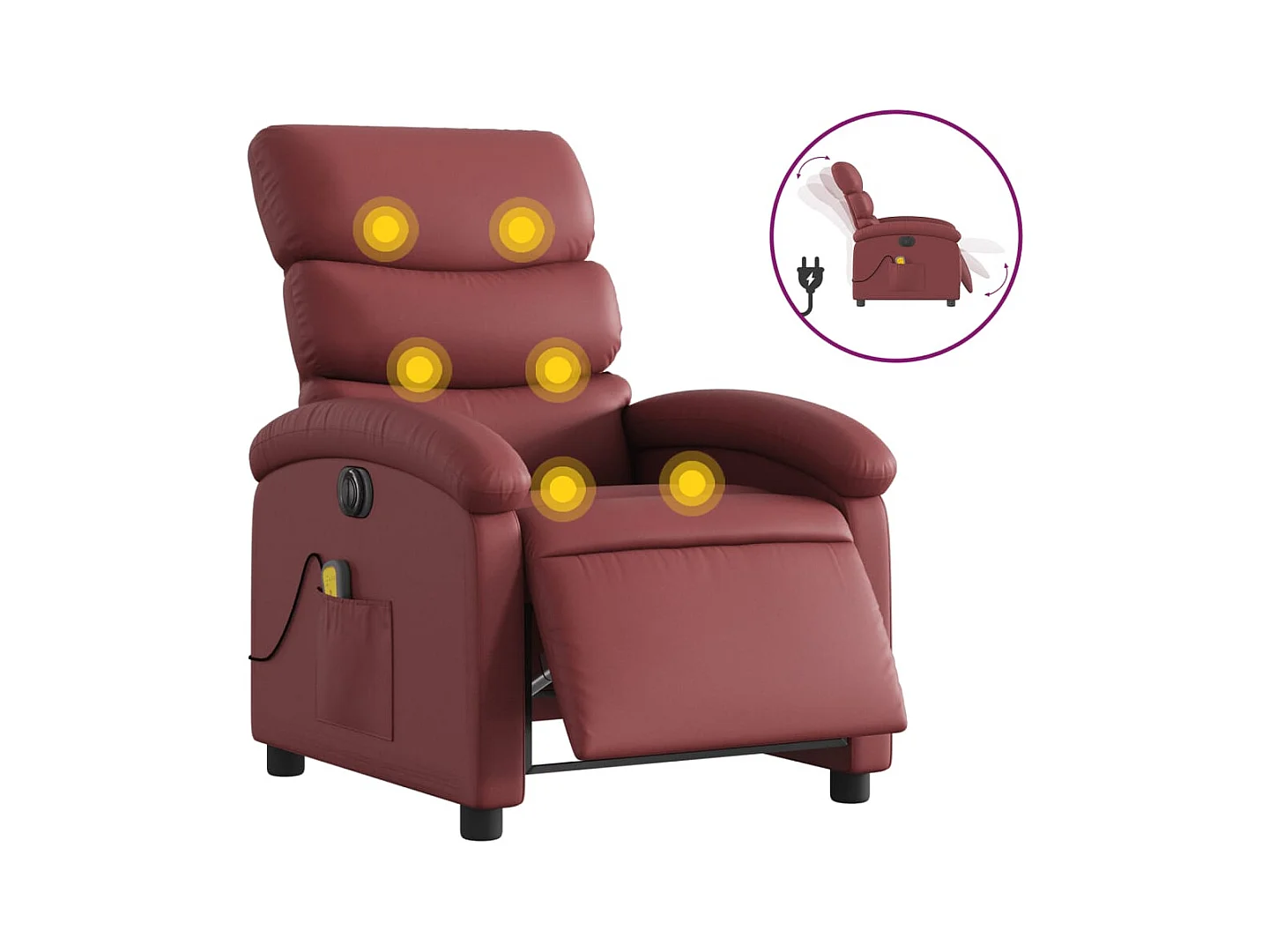 Fauteuil inclinable électrique-Fauteuil de massage pour Salon rouge bordeaux SHL4376