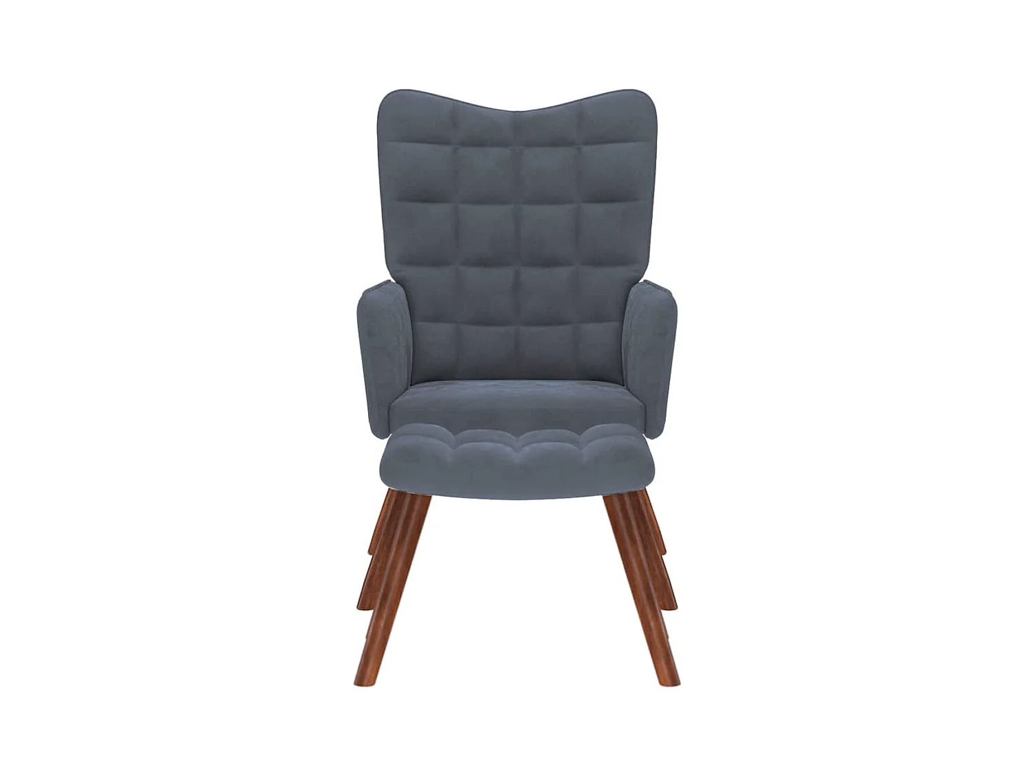 Poltrona | Cadeira de Sala | Cadeira Relaxante com Banco em Veludo Cinza Escuro SHL154971