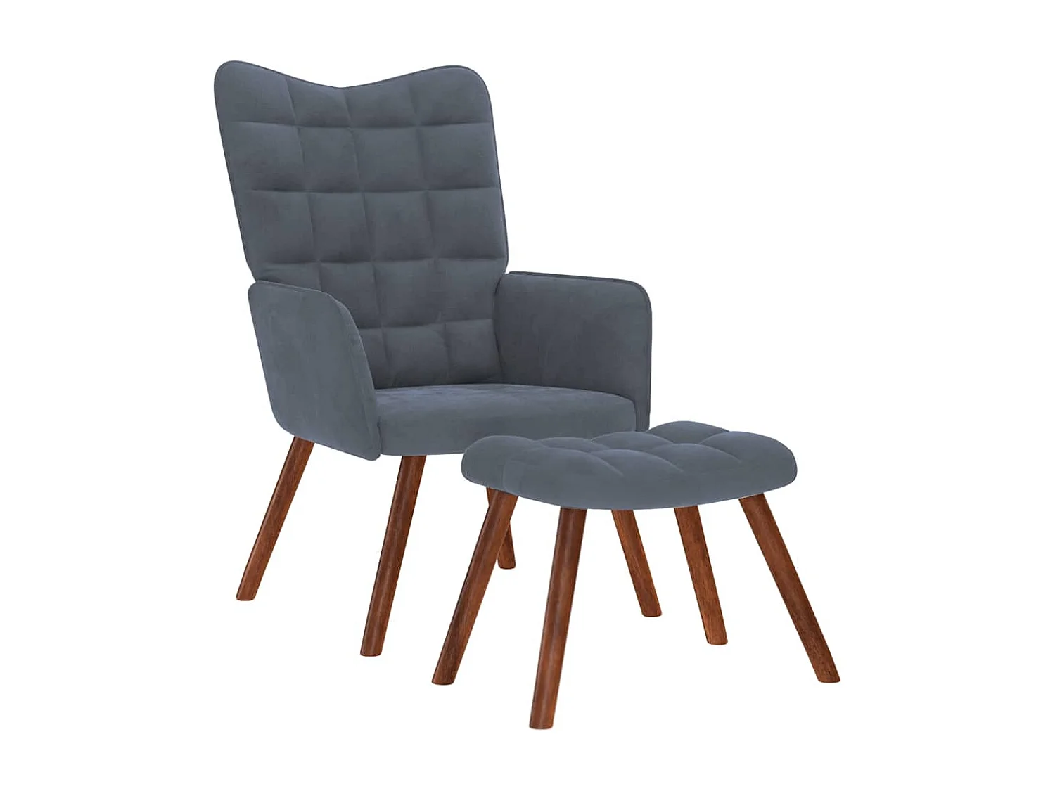 Relaxsessel mit Hocker | Lounge Sessel Dunkelgrau Samt SHL81491