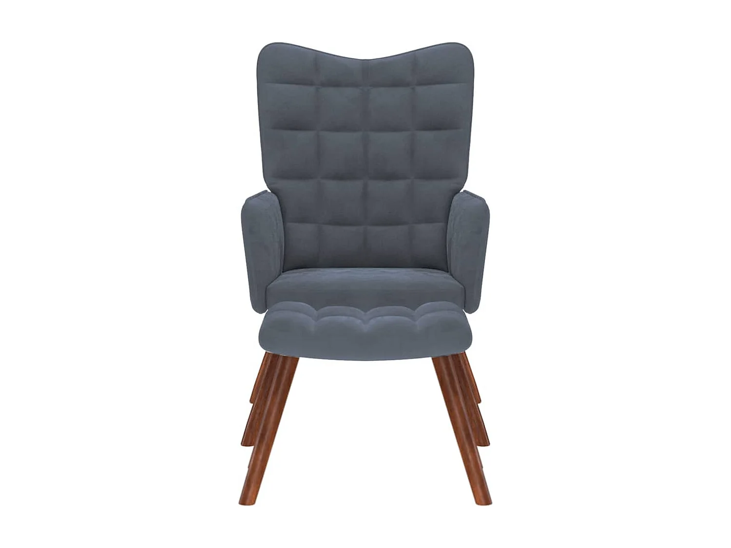 Relaxsessel mit Hocker | Lounge Sessel Dunkelgrau Samt SHL81491