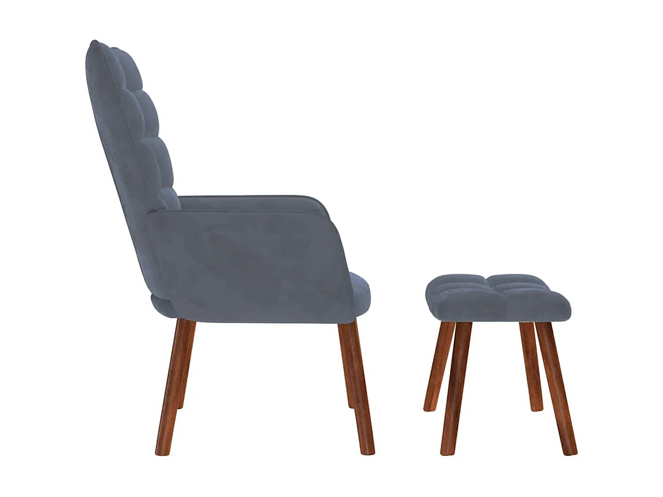 Relaxsessel mit Hocker | Lounge Sessel Dunkelgrau Samt SHL81491