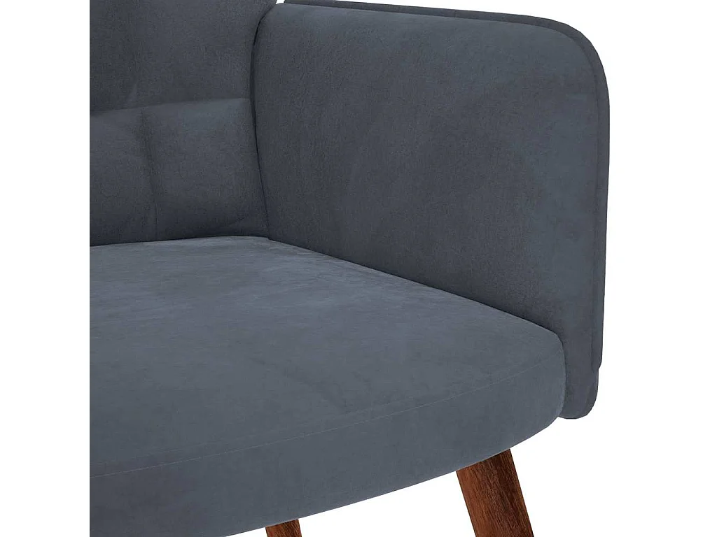 Relaxsessel mit Hocker | Lounge Sessel Dunkelgrau Samt SHL81491