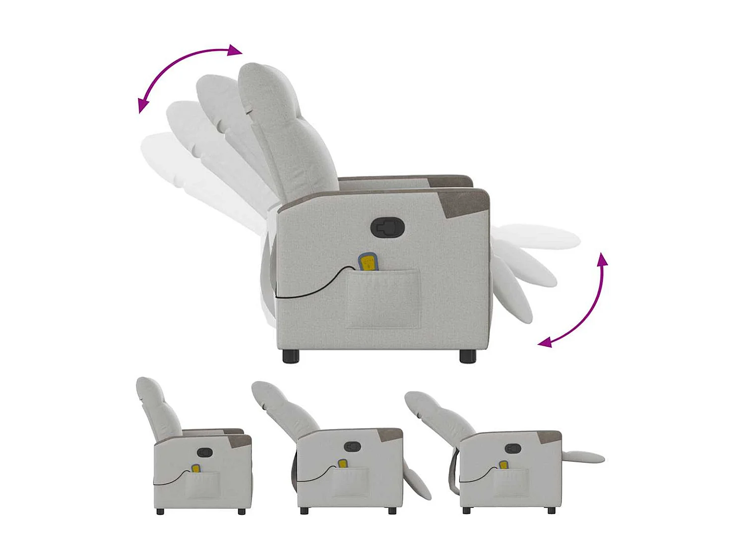 Fauteuil inclinable-Chaise de relax-Fauteuil de Massage gris nuage tissu SHL1051