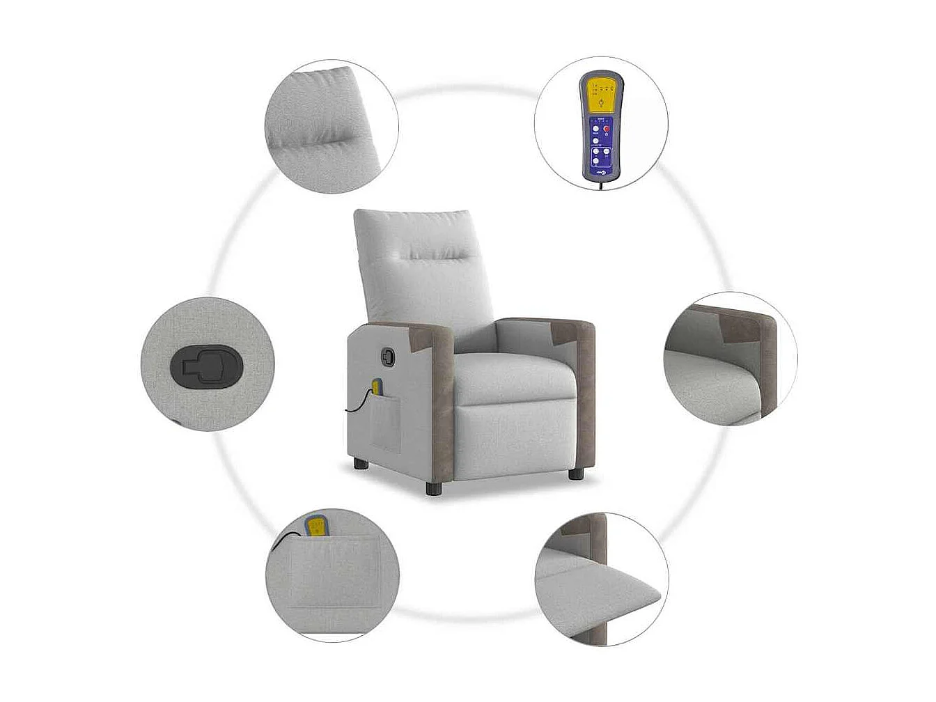 Fauteuil inclinable-Chaise de relax-Fauteuil de Massage gris nuage tissu SHL1051