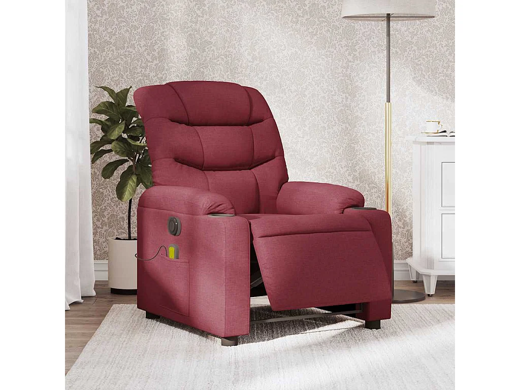 Massagestoel elektrisch verstelbaar stof wijnrood