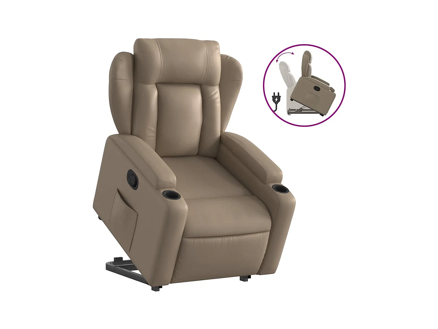 Fauteuil inclinable-Chaise de relax-Fauteuil salon Cappuccino Similicuir SHL4313