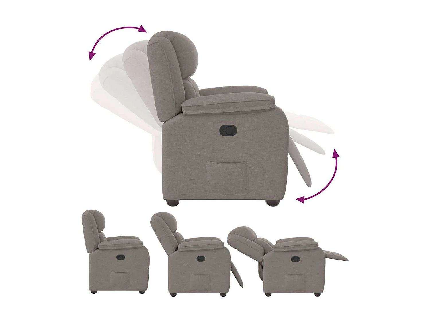 Poltrona Reclinável | Poltrona Confortável Relax tecido cinzento-acastanhado SHL296488