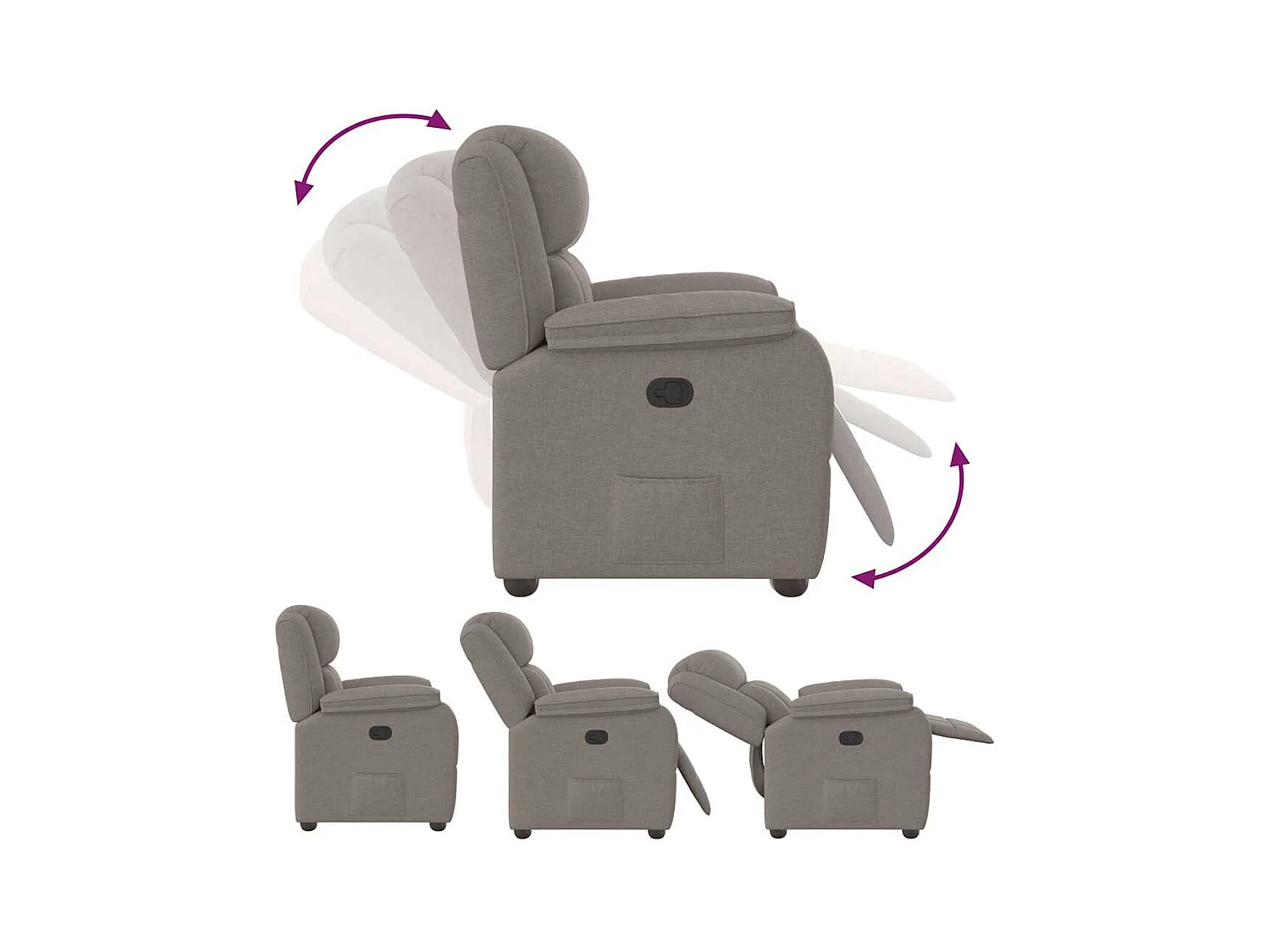 Sillón de relax | Silla | Sillón reclinable de tela gris taupe SHL5105