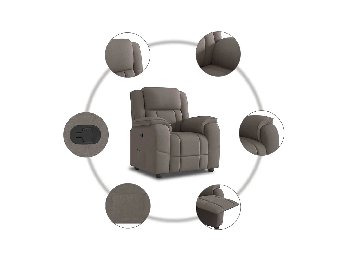 Sillón de relax | Silla | Sillón reclinable de tela gris taupe SHL5105