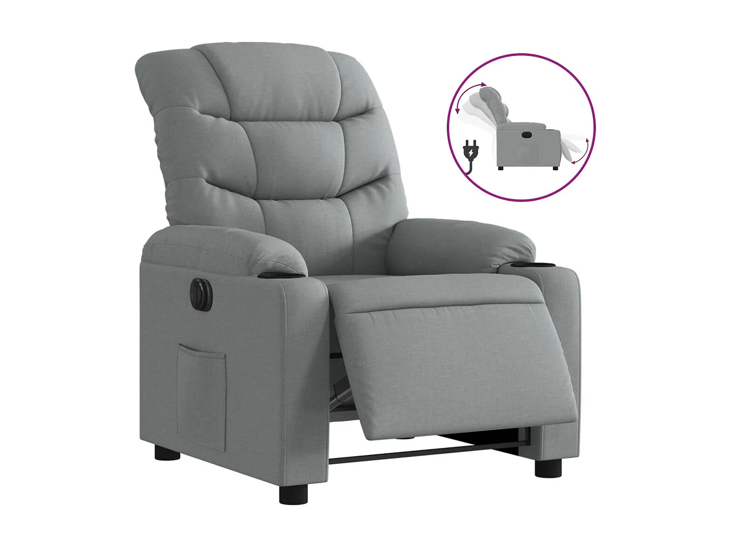 Fauteuil inclinable électrique-Chaise de relax-Fauteuil salon Gris clair Tissu SHL1491