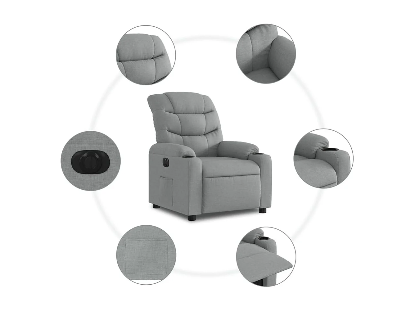 Fauteuil inclinable électrique-Chaise de relax-Fauteuil salon Gris clair Tissu SHL1491