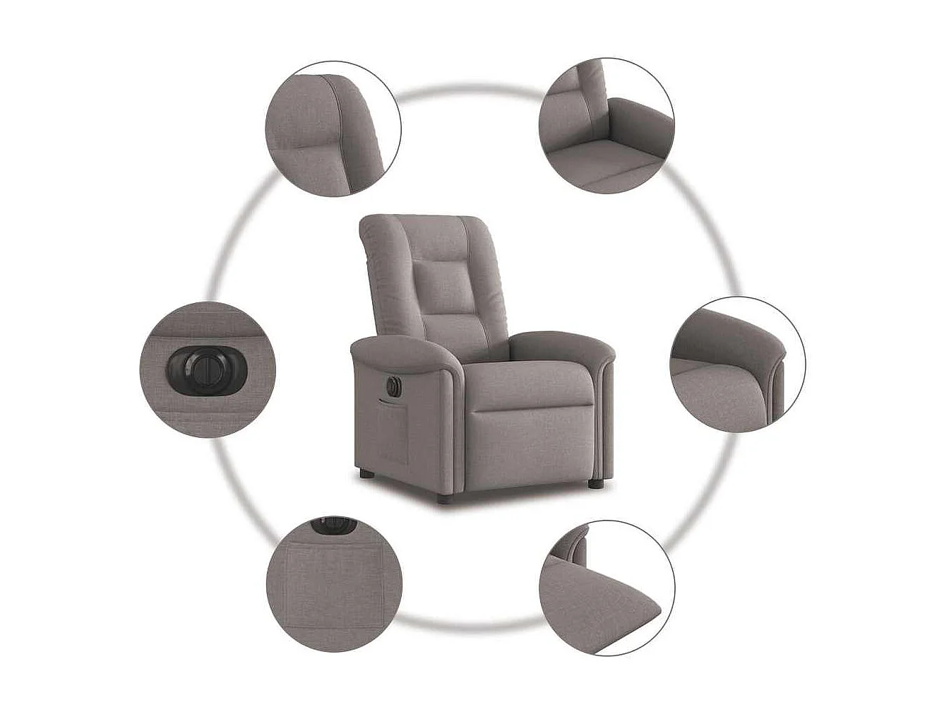 Fauteuil inclinable électrique-Chaise de relax-Fauteuil TV Taupe Tissu SHL1634