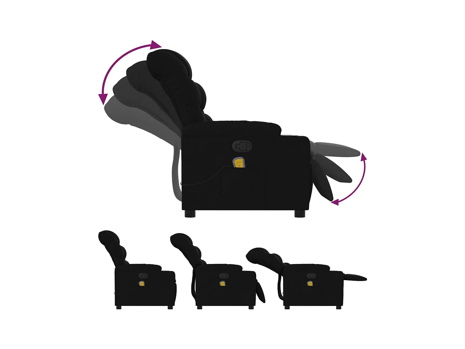 Fauteuil inclinable-Chaise de relax-Fauteuil de Massage noir tissu SHL3136