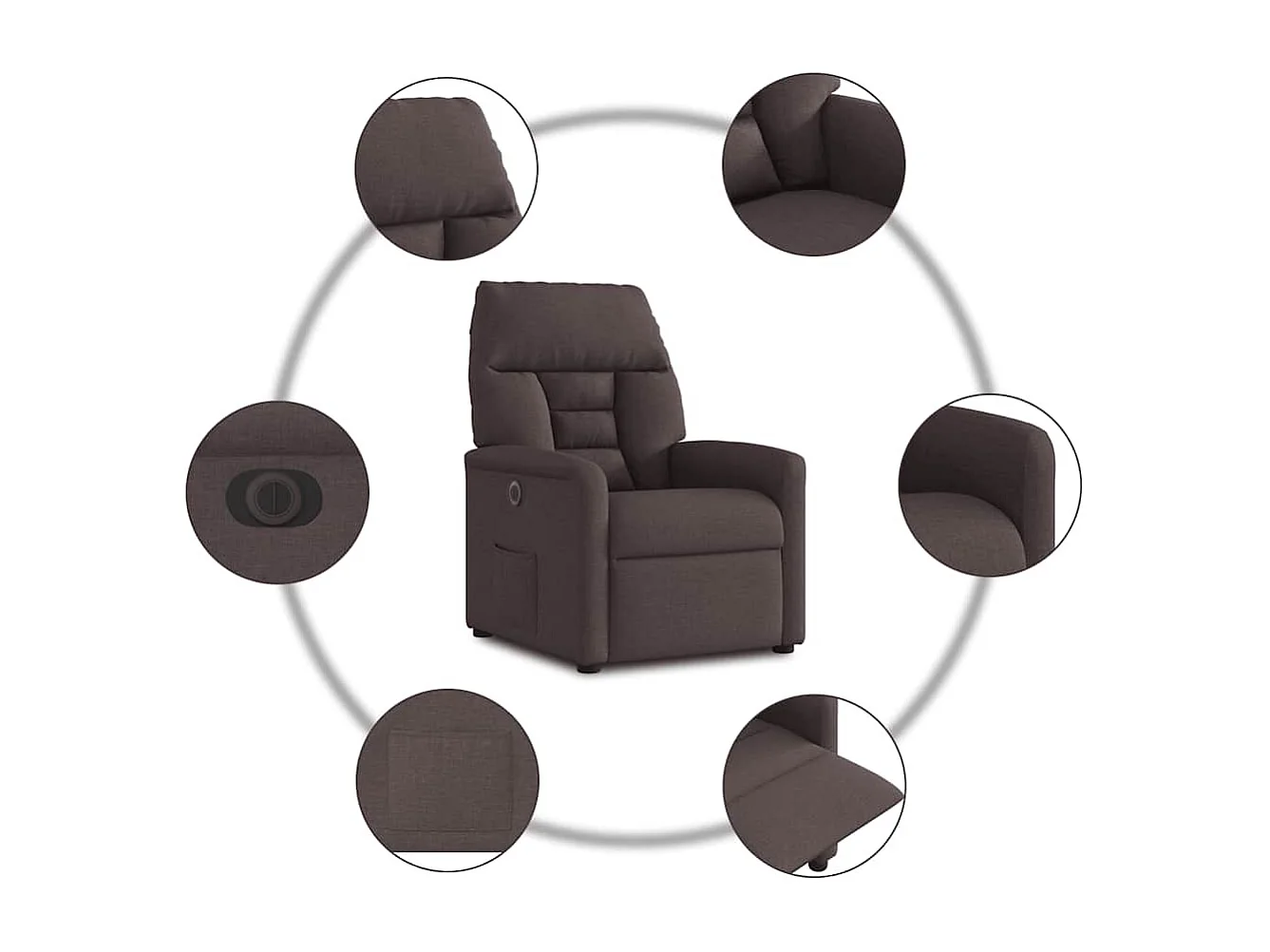Sillón de relax | Silla | Sillón reclinable eléctrico tela marrón oscuro SHL4343