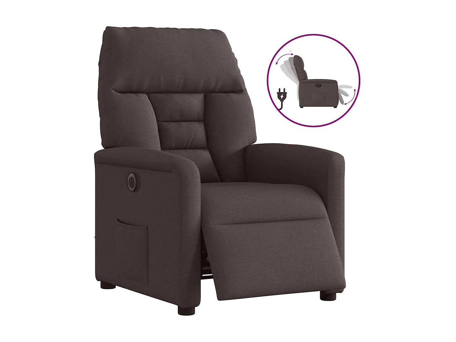 Fauteuil inclinable électrique-Chaise de relax-Fauteuil TV Marron foncé Tissu SHL2129