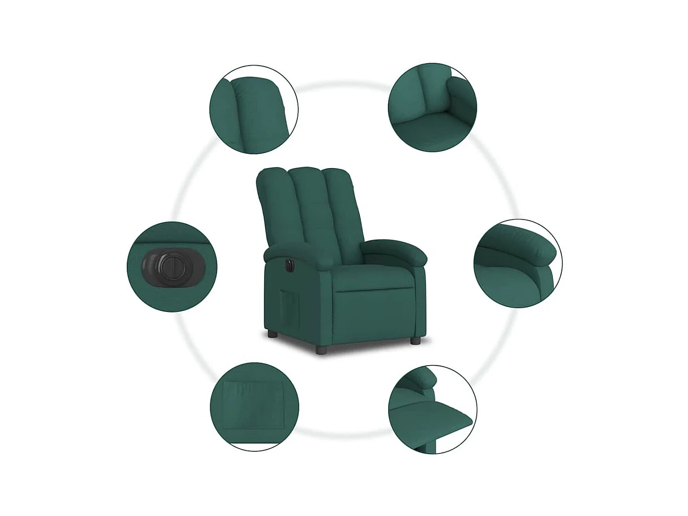 Sillón de relax | Silla | Sillón reclinable eléctrico tela verde oscuro SHL6954