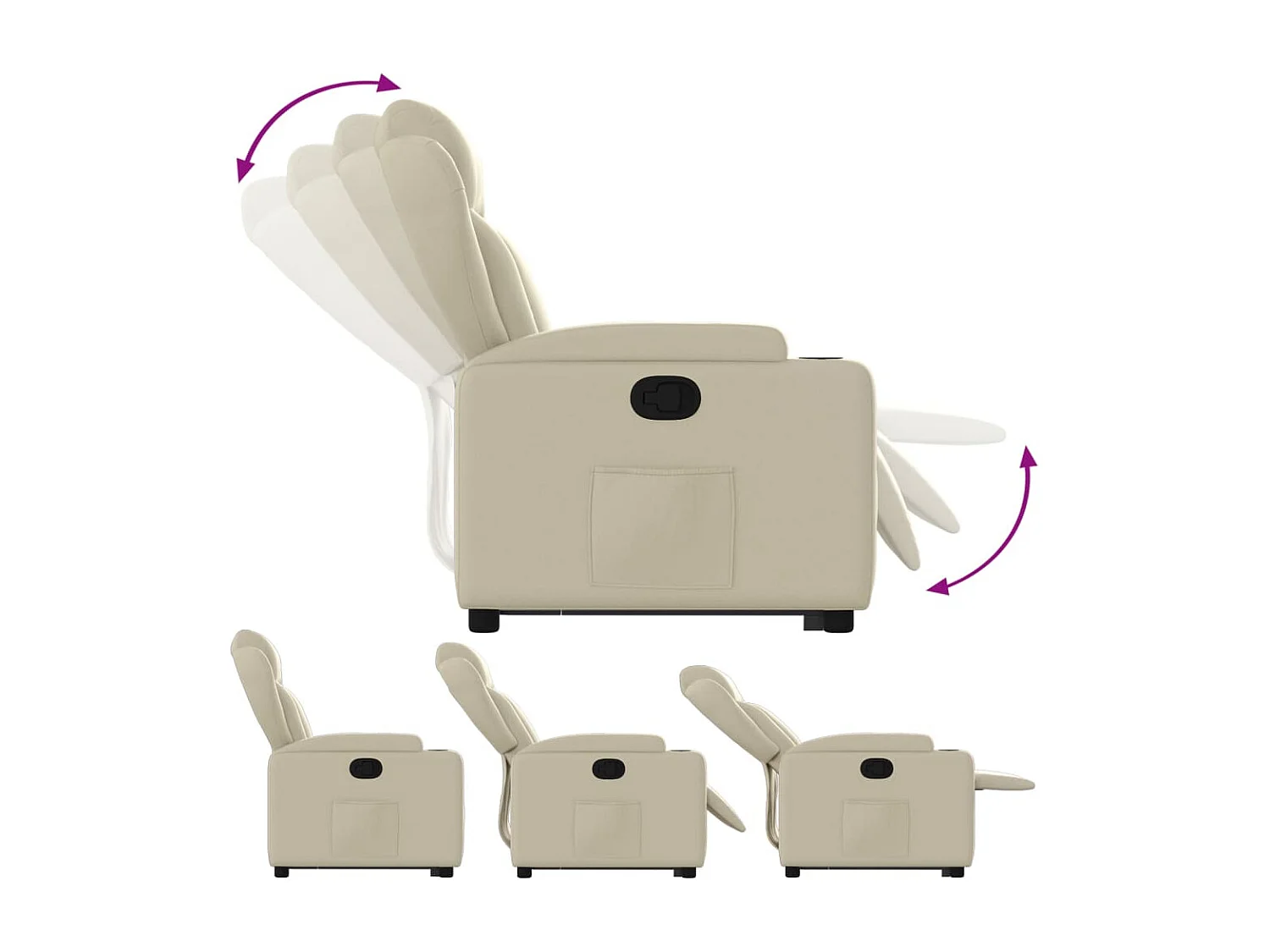 Sillón de relax | Sillón reclinable elevable cuero artificial color crema SHL4404