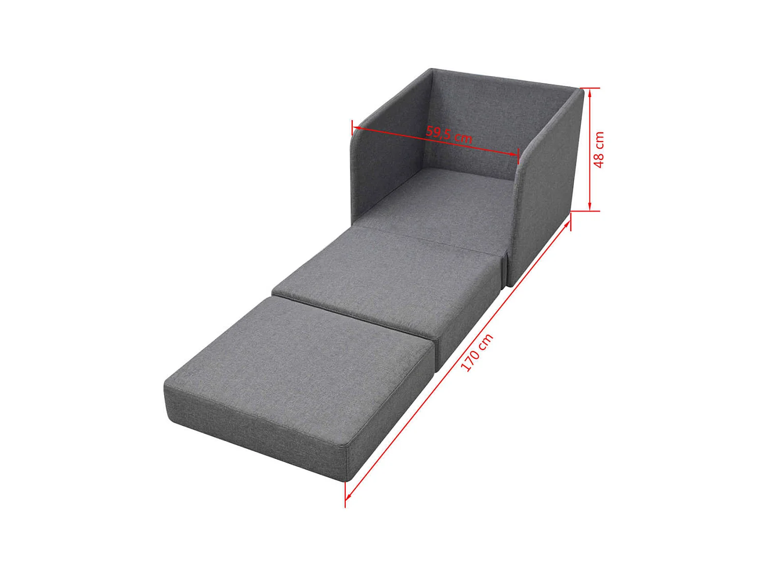 Sillón convertible tela gris claro SHL8486