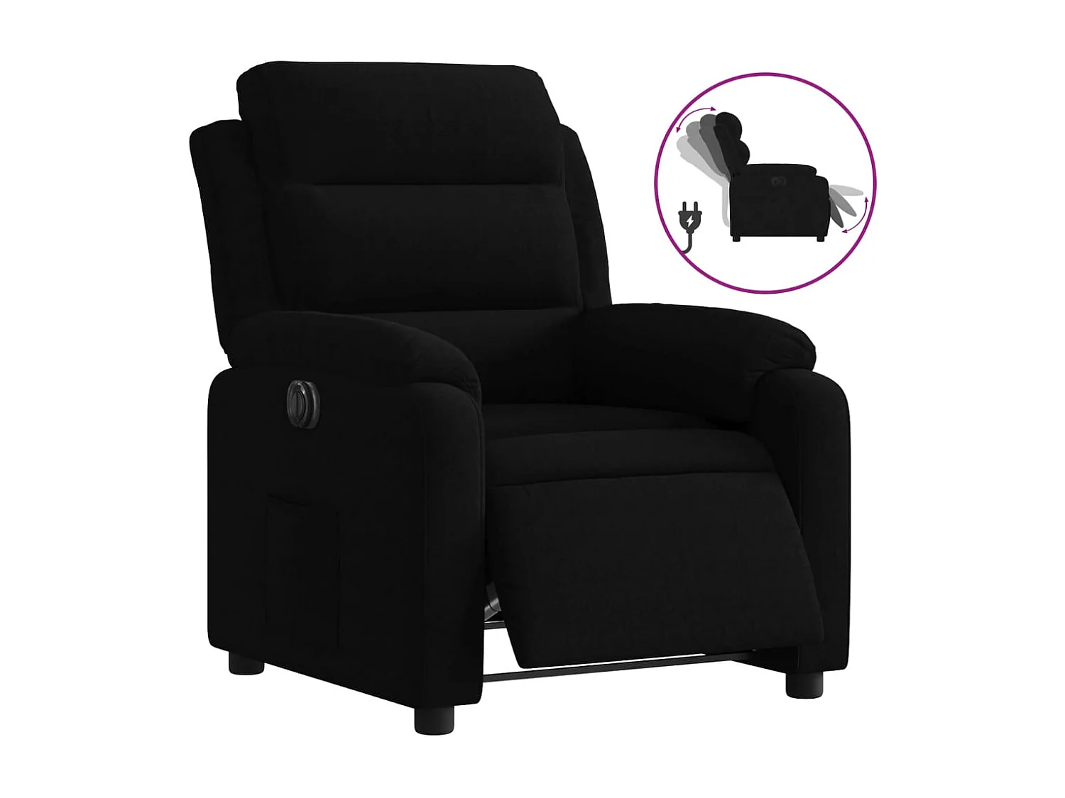 Relaxsessel Elektrisch | Lounge Sessel indoor Schwarz Samt SHL82253