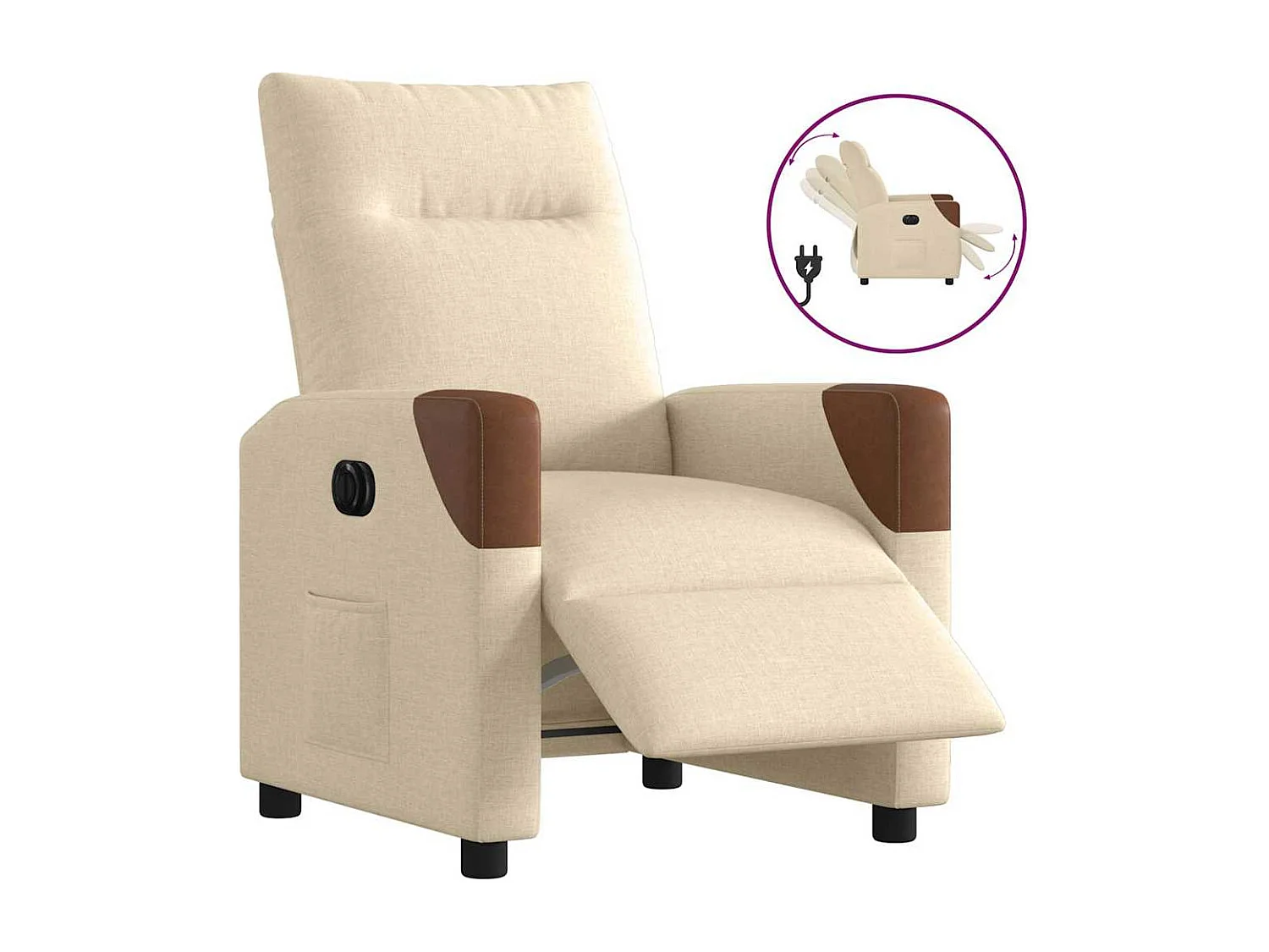 Fauteuil inclinable électrique-Chaise de relax-Fauteuil TV Crème Tissu SHL4340