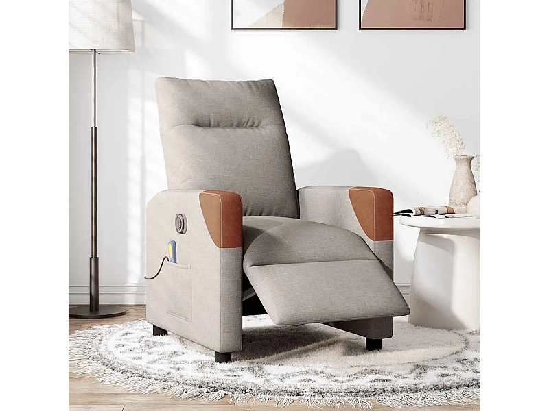 Sillón de relax | Sillón reclinable de masaje eléctrico tela gris taupe SHL7317
