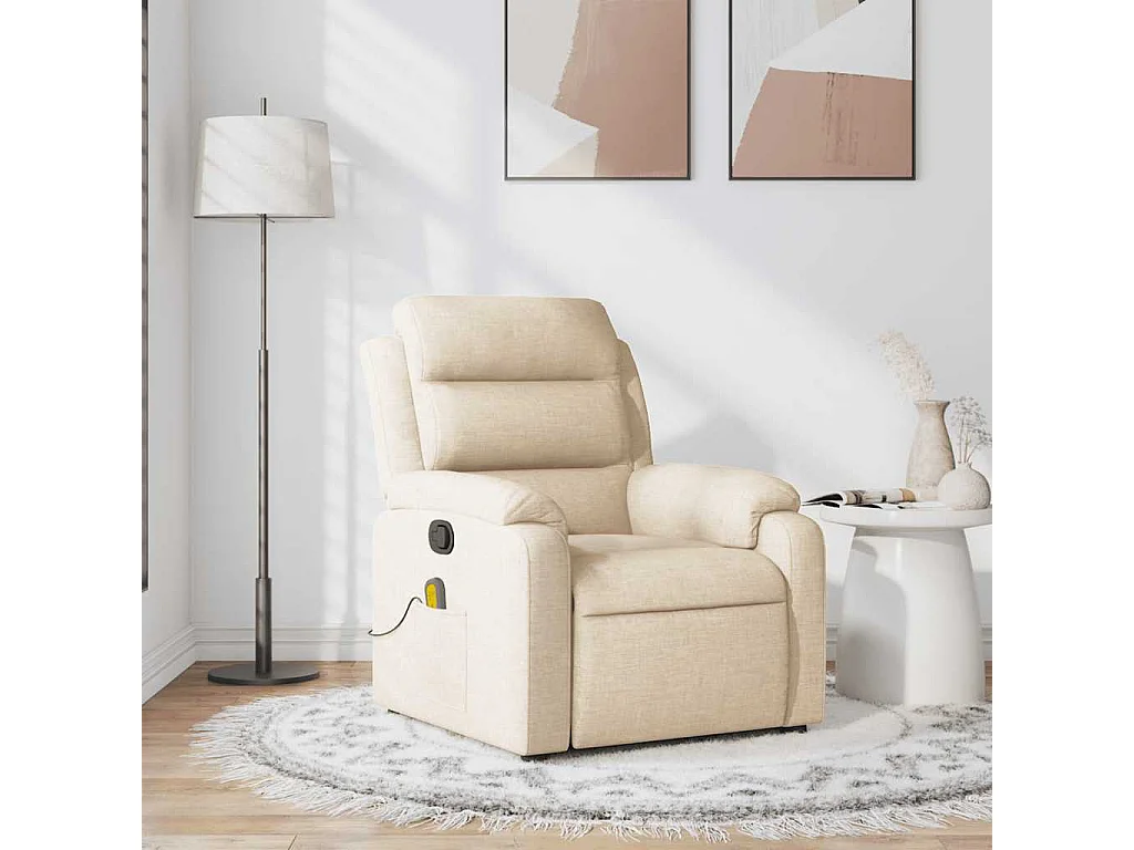 Fauteuil inclinable-Chaise de relax-Fauteuil de Massage Crème Tissu SHL1547