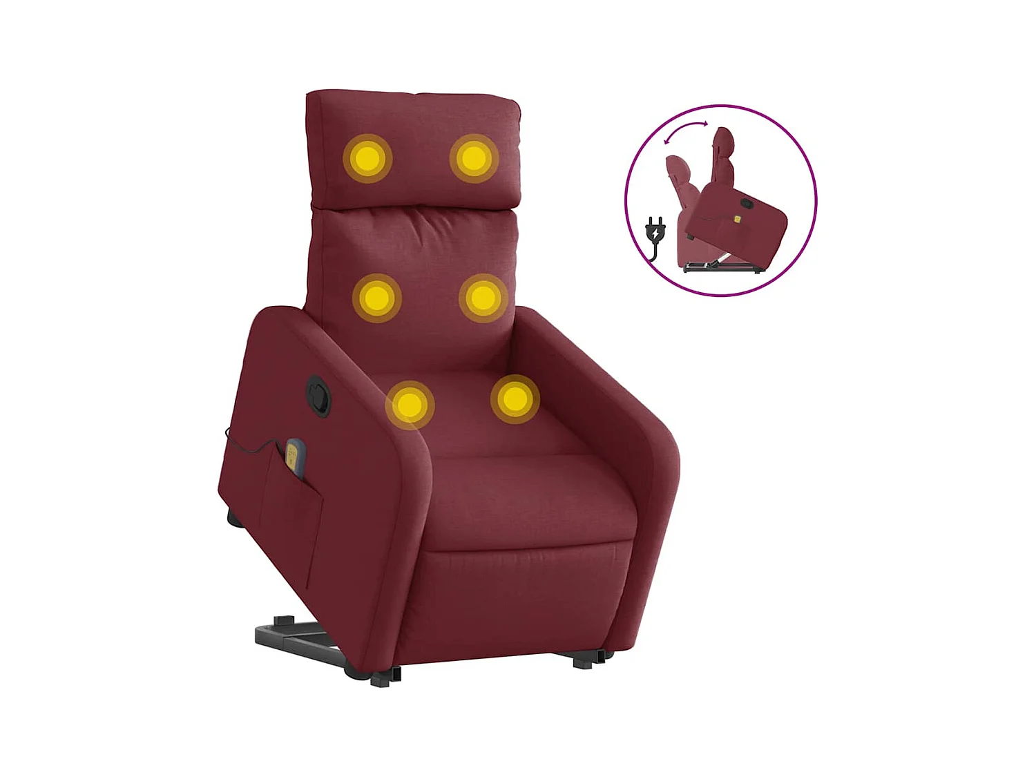 Fauteuil inclinable-Chaise de relax-Fauteuil de Massage Rouge bordeaux Tissu SHL1525