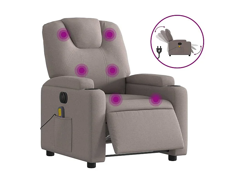 Sillón de relax | Sillón reclinable de masaje eléctrico tela gris taupe SHL9131
