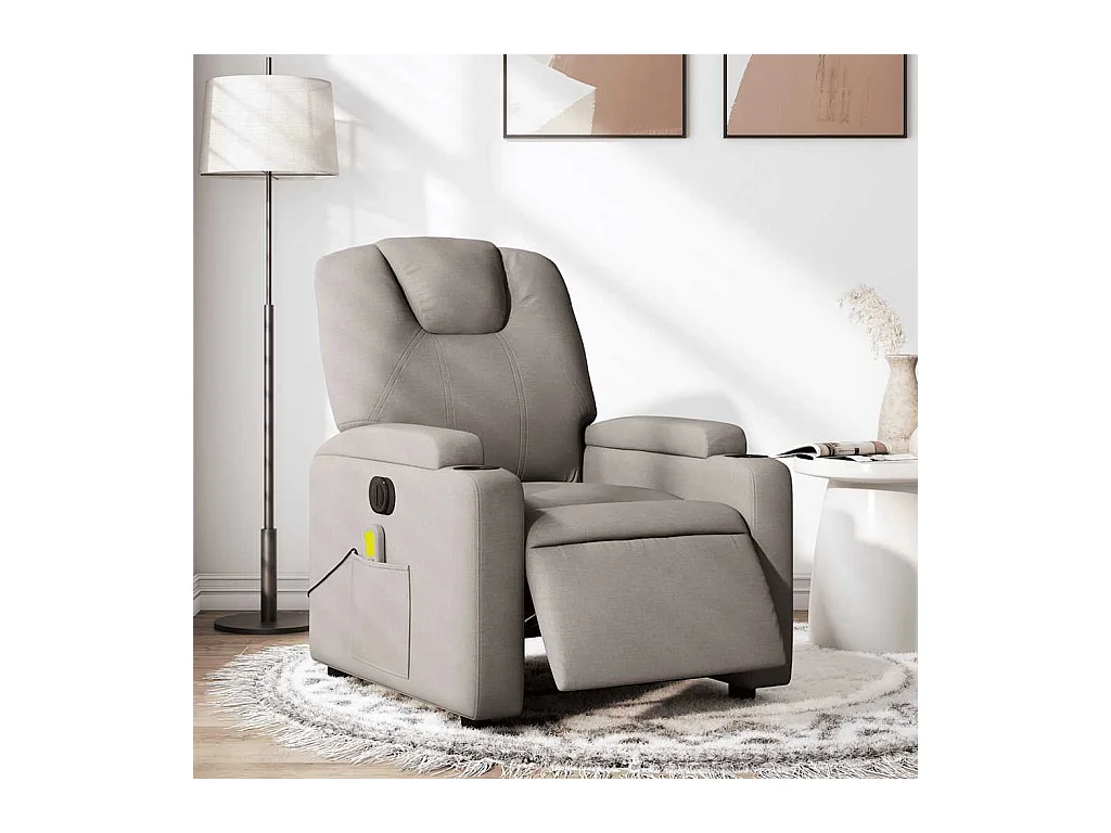 Sillón de relax | Sillón reclinable de masaje eléctrico tela gris taupe SHL9131