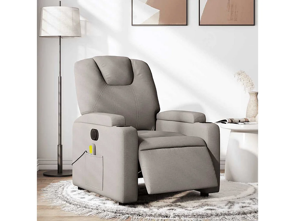 Massagesessel Elektrisch | Relaxsessel indoor Taupe Stoff SHL80358
