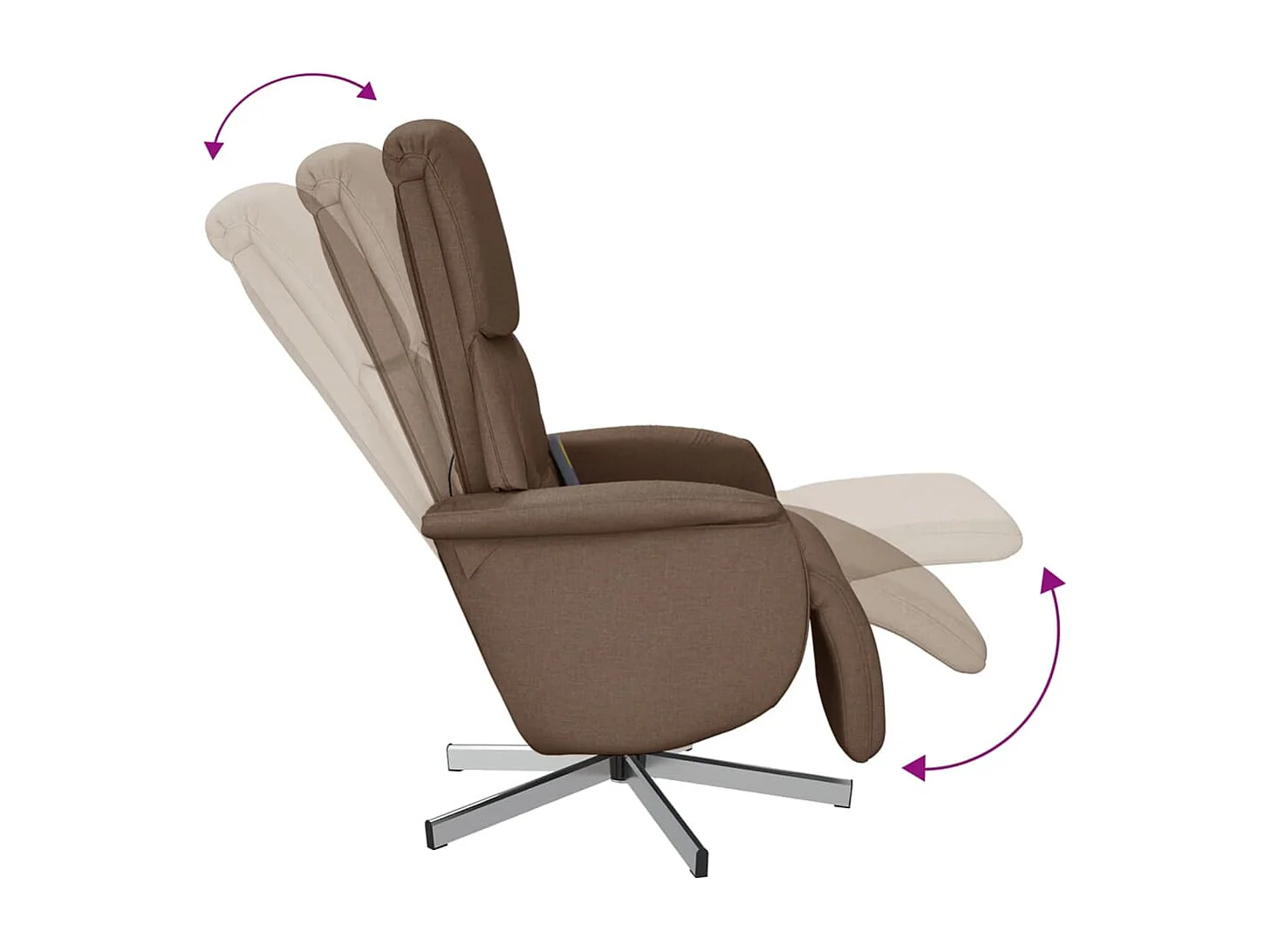 Fauteuil inclinable-Fauteuil salon de massage avec repose-pieds marron tissu SHL2167