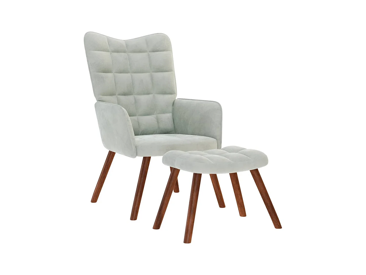 Sillón de relax | Sillón relajante con taburete de terciopelo gris claro SHL7134